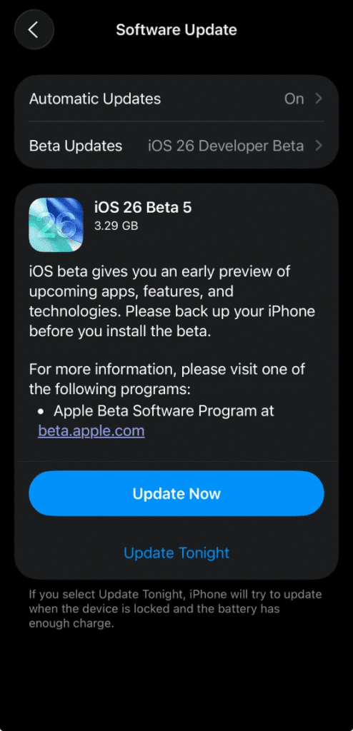 ios 26 beta 5